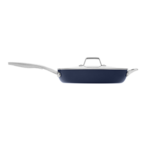 Calphalon Premier Ceramic Nonstick 12" Frying Pan with Lid, Midnight Blue